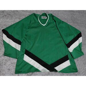 Bakka Hockey Jersey #13 Shirt Men's Large Green Mesh V Neck Pullover Long Sleeve